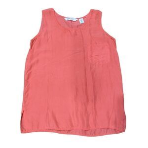COMPAGNIE INTERNATIONALE EXPRESS Peach Salmon Pink Orange 100% Silk Tank Top